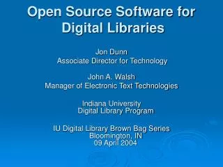 Open Source Software for