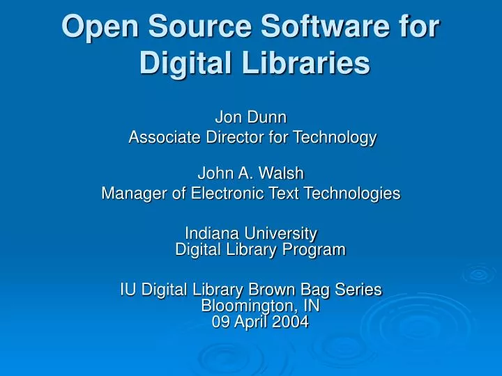 open source software for digital libraries