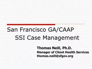 San Francisco GA/CAAP SSI Case Management