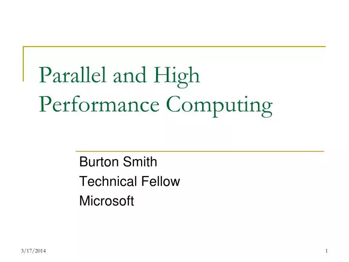 parallel and high performance computing