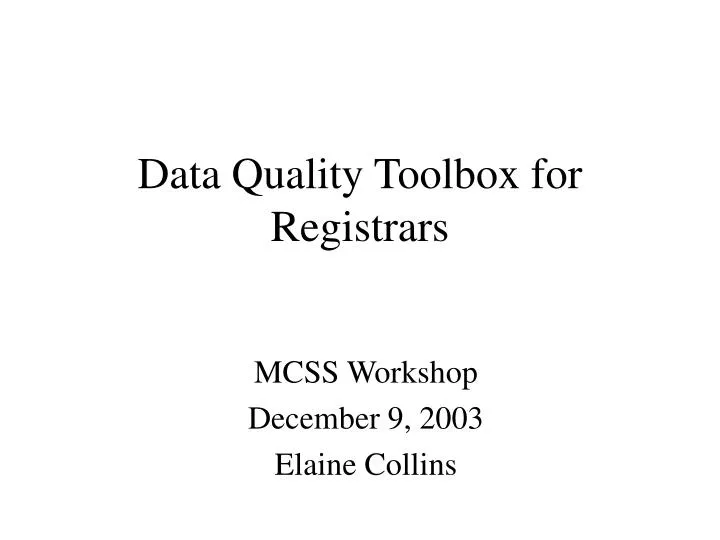 data quality toolbox for registrars