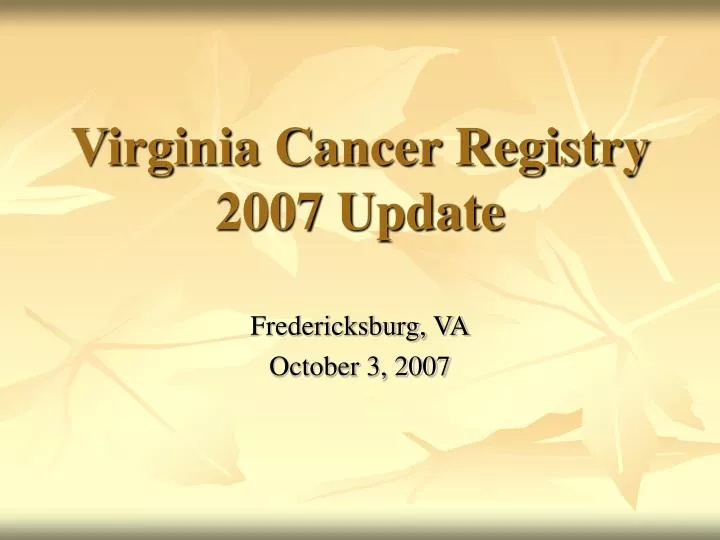 virginia cancer registry 2007 update