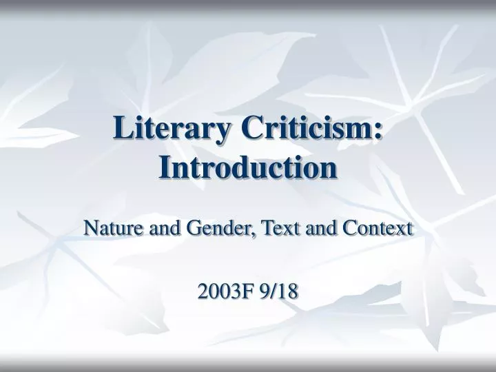 literary criticism introduction