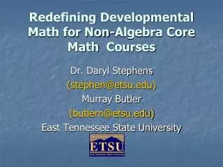 Redefining Developmental Math for Non-Algebra Core Math  Courses
