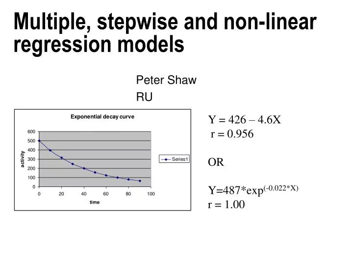 multiple stepwise and non linear regression models
