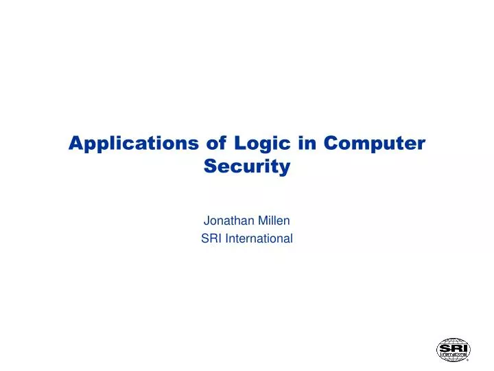 applications of logic in computer security