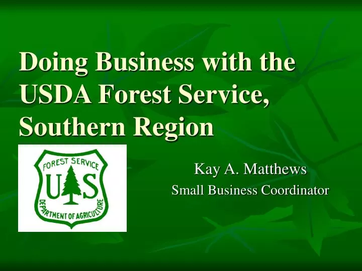 doing business with the usda forest service southern region