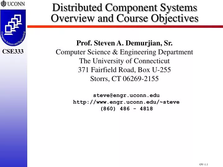 distributed component systems overview and course objectives