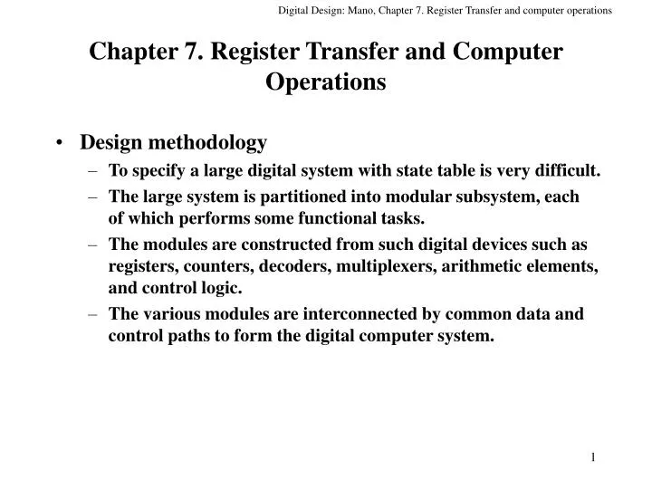 chapter 7 register transfer and computer operations