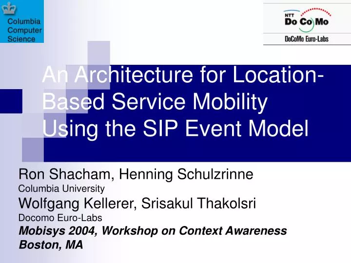 an architecture for location based service mobility using the sip event model