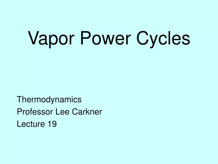 vapor power cycles