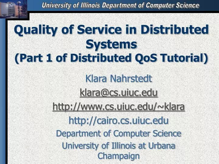 quality of service in distributed systems part 1 of distributed qos tutorial