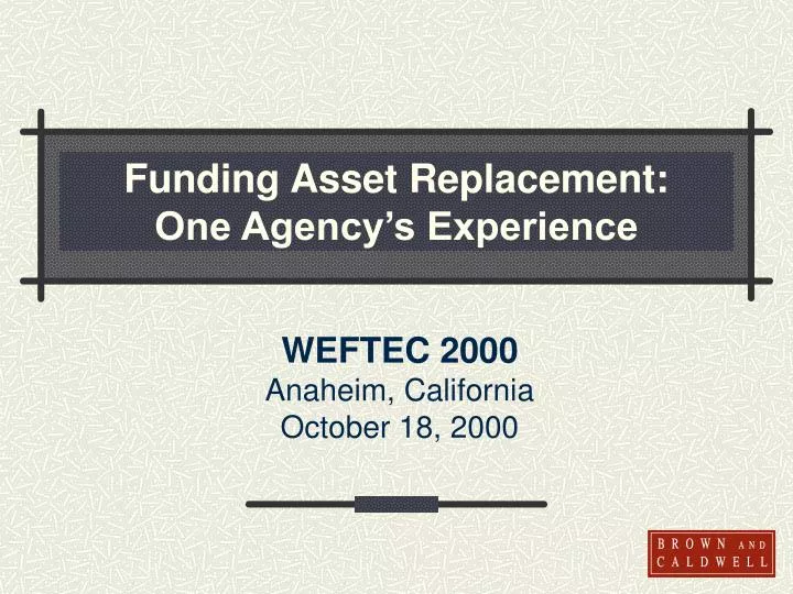 funding asset replacement one agency s experience