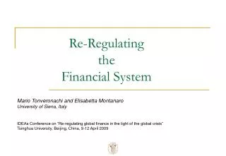 Re-Regulating the Financial System
