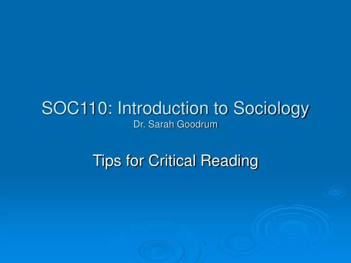 soc110 introduction to sociology dr sarah goodrum