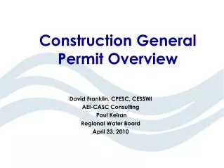 Construction General Permit Overview