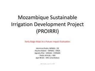 Mozambique Sustainable Irrigation Development Project (PROIRRI)