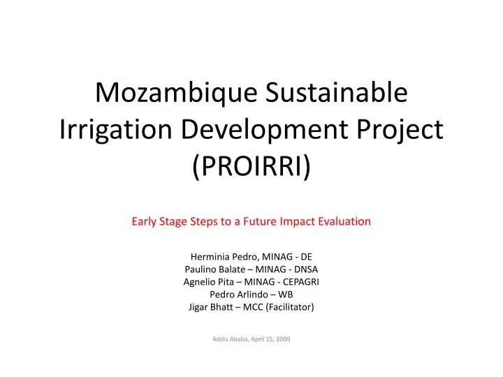 mozambique sustainable irrigation development project proirri