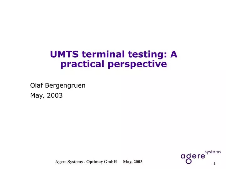 umts terminal testing a practical perspective
