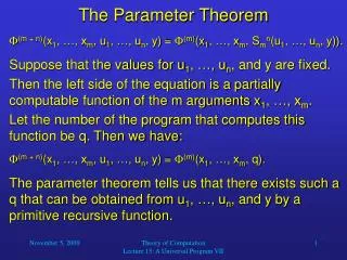 The Parameter Theorem