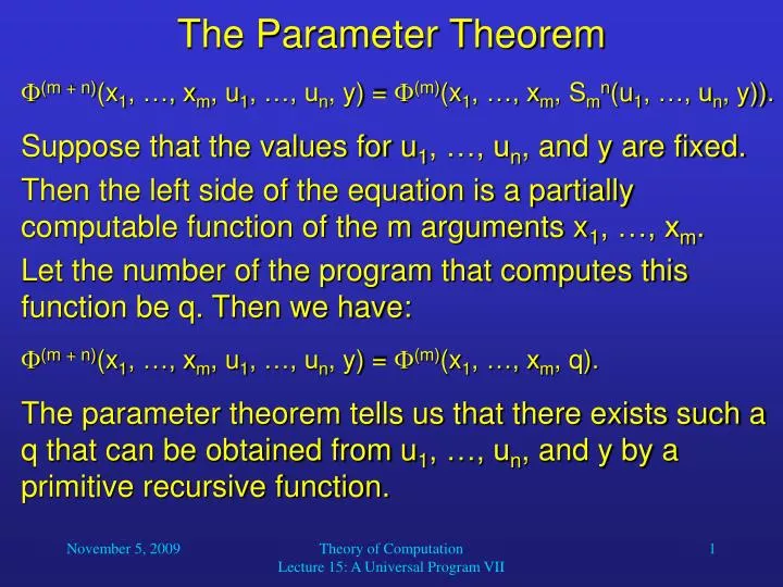 the parameter theorem