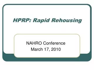 HPRP: Rapid Rehousing