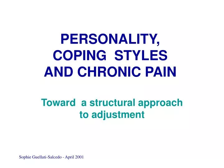 personality coping styles and chronic pain