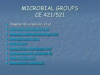 MICROBIAL GROUPS CE 421/521