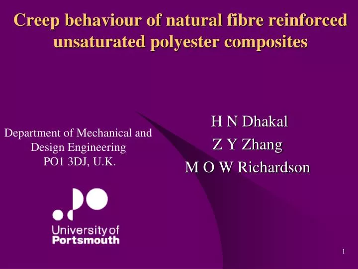 creep behaviour of natural fibre reinforced unsaturated polyester composites