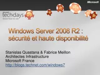Windows Server 2008 R2 : sécurité et haute disponibilité