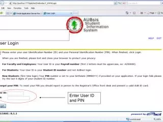 Enter User ID and PIN