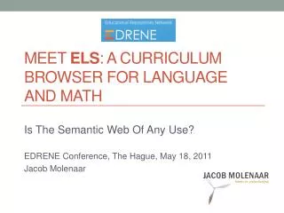 Meet Els : a Curriculum browser for language and math