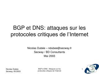 BGP et DNS: attaques sur les protocoles critiques de l’Internet