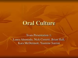 Oral Culture