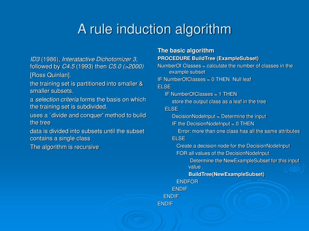PPT - A rule induction algorithm PowerPoint Presentation, free download ...
