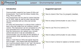 Lesson – Environmental control