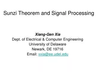 Sunzi Theorem and Signal Processing