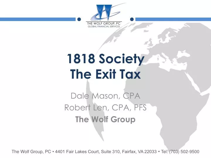 1818 society the exit tax