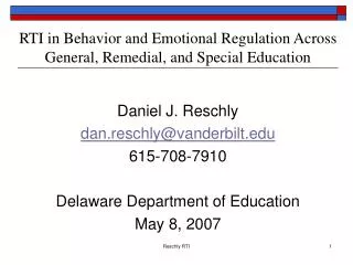 RTI in Behavior and Emotional Regulation Across General, Remedial, and Special Education
