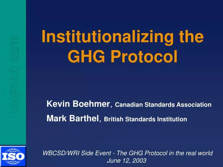 institutionalizing the ghg protocol
