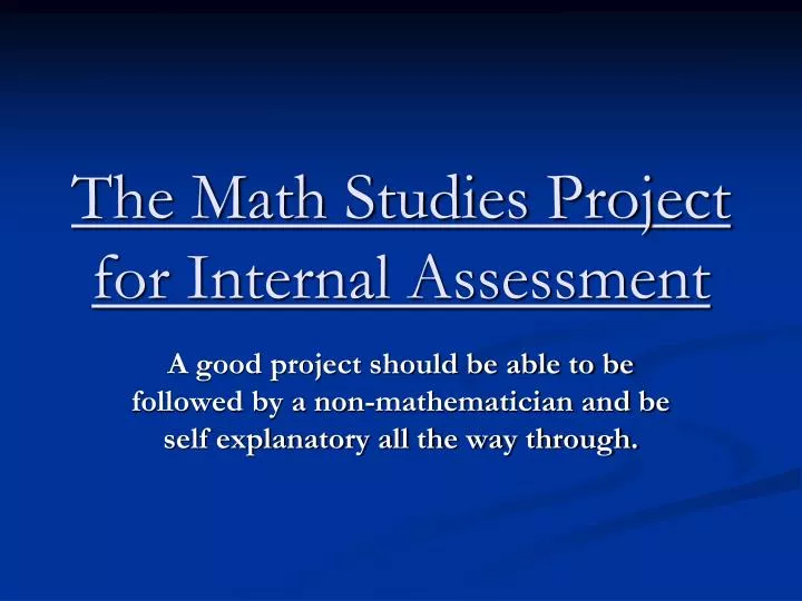the math studies project for internal assessment
