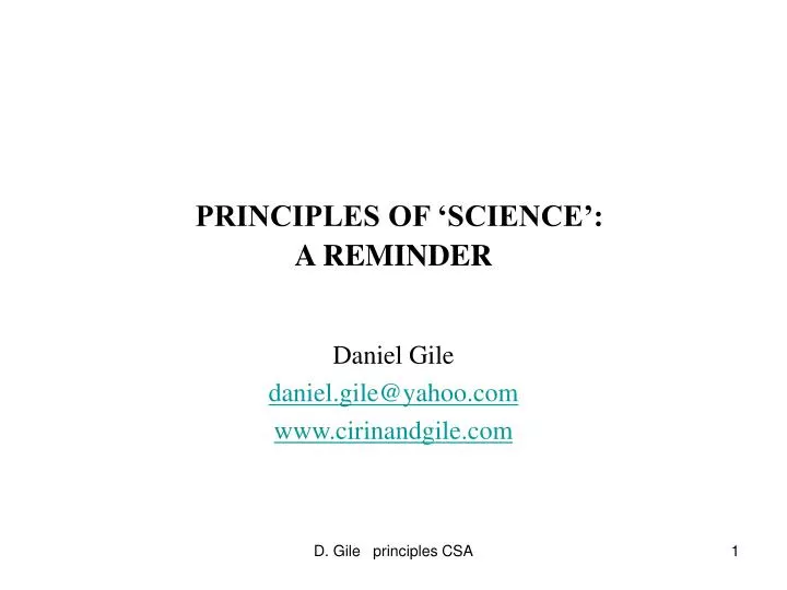 principles of science a reminder