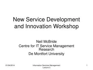 New Service Development and Innovation Workshop