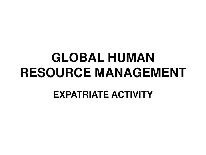 global human resource management