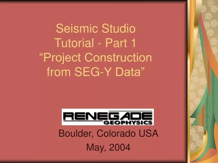 seismic studio tutorial part 1 project construction from seg y data