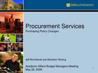 Procurement Services Purchasing Policy Changes