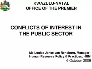 CONFLICTS OF INTEREST IN THE PUBLIC SECTOR