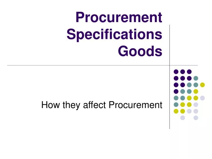 procurement specifications goods