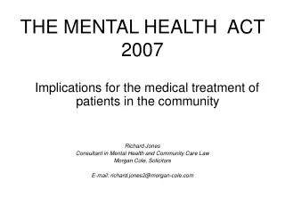 THE MENTAL HEALTH ACT 2007