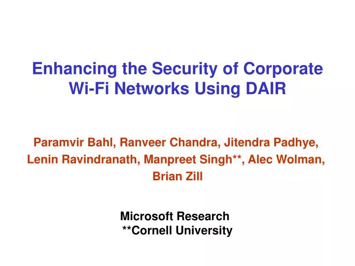 enhancing the security of corporate wi fi networks using dair